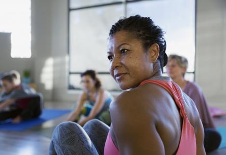 Woman in an exercise class.