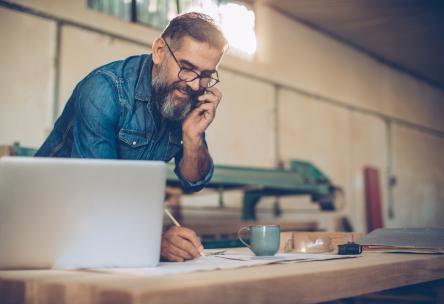 man working at desk